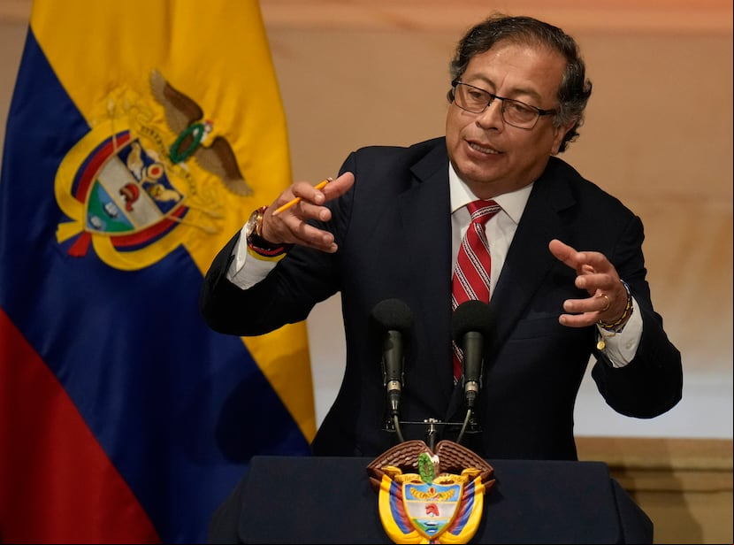 El presidente colombiano Gustavo Petro habla en la inauguración de las sesiones del congreso en Bogotá, Colombia, 20 de julio de 2023.